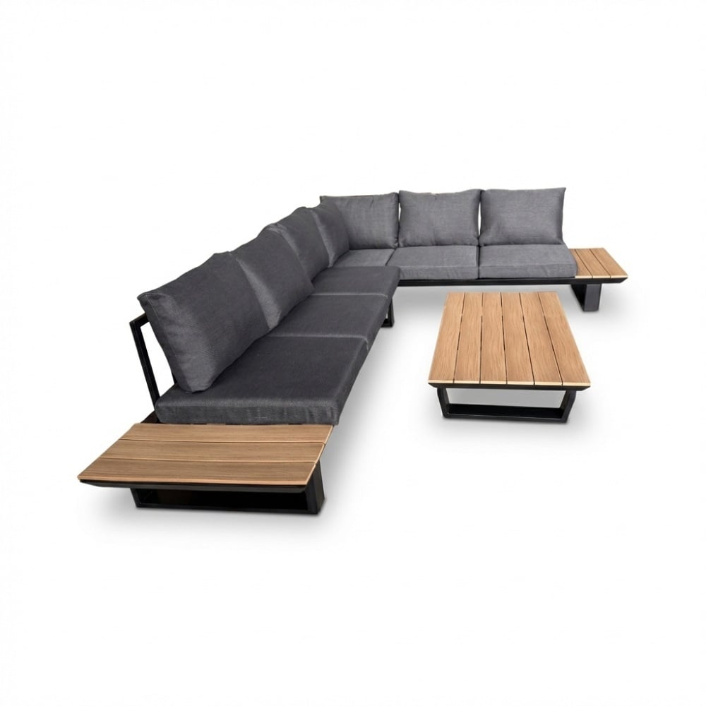 Atlanta hoek loungeset 6 personen | aluminium + polywood | antraciet | 3-delig - 305x228cm