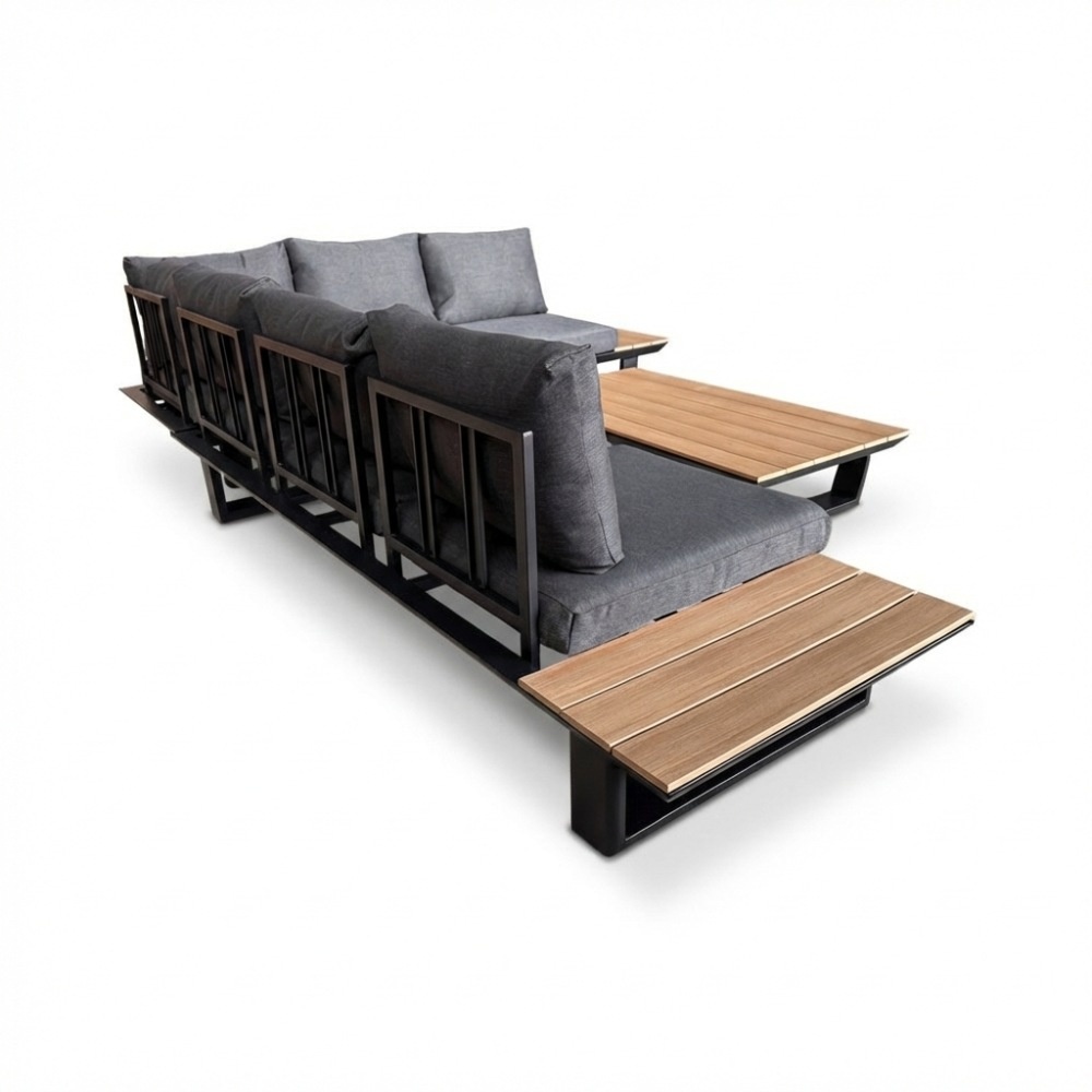 Atlanta hoek loungeset 6 personen | aluminium + polywood | antraciet | 3-delig - 305x228cm
