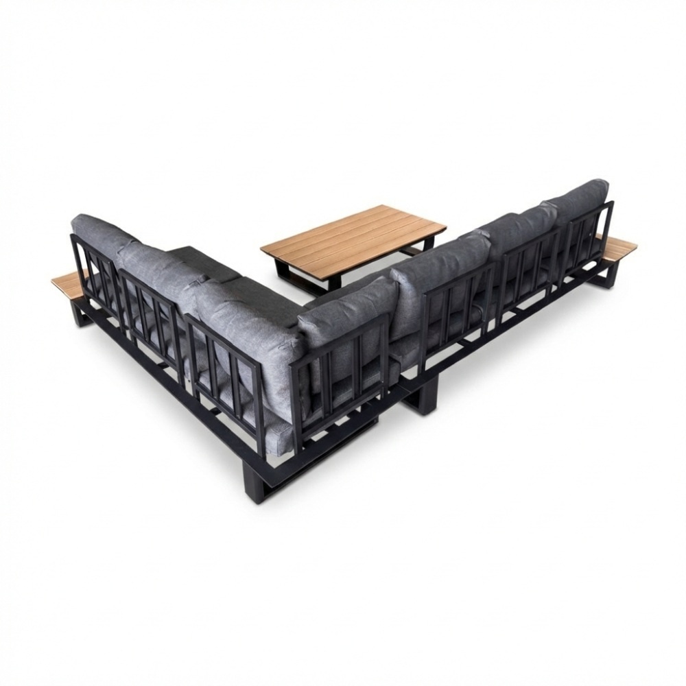 Atlanta hoek loungeset 6 personen | aluminium + polywood | antraciet | 3-delig - 305x228cm