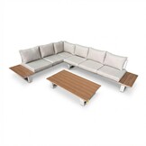 Atlanta hoek loungeset 6 personen | aluminium + polywood | beige | 3-delig - 305x228cm