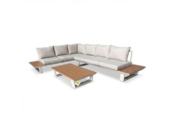 Atlanta hoek loungeset 6 personen | aluminium + polywood | beige | 3-delig - 305x228cm