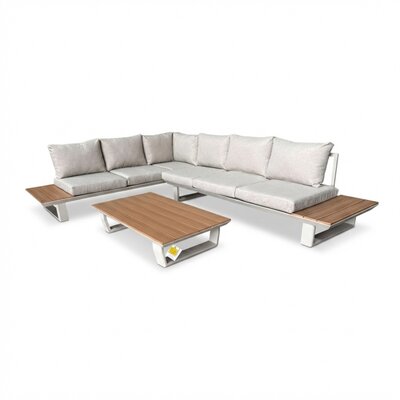 Atlanta hoek loungeset 6 personen | aluminium + polywood | beige | 3-delig - 305x228cm