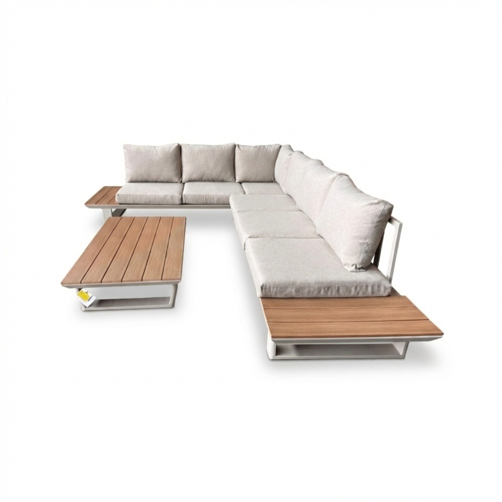 Atlanta hoek loungeset 6 personen | aluminium + polywood | beige | 3-delig - 305x228cm