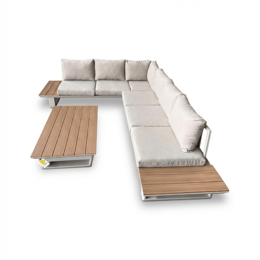 Atlanta hoek loungeset 6 personen | aluminium + polywood | beige | 3-delig - 305x228cm