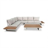 Atlanta hoek loungeset 6 personen | aluminium + polywood | beige | 3-delig - 305x228cm