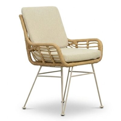 Carlos dining tuinstoel | wicker + rvs | Bamboo beige