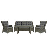 Belfort stoel-bank loungeset - verstelbaar 5 personen | wicker | Kobo Grey | 4-delig