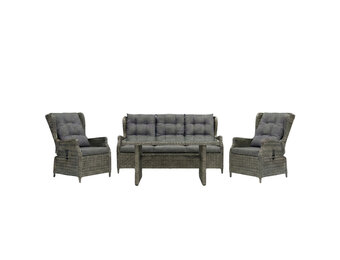 Belfort stoel-bank loungeset - verstelbaar 5 personen | wicker | Kobo Grey | 4-delig