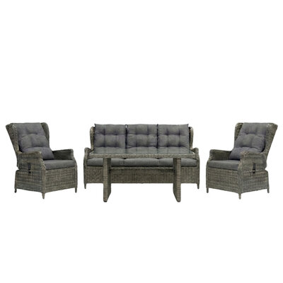 Belfort stoel-bank loungeset - verstelbaar 5 personen | wicker | Kobo Grey | 4-delig