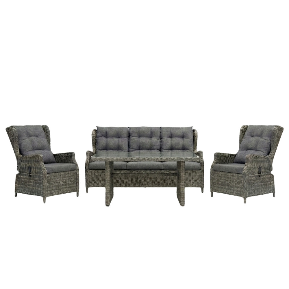 Belfort stoel-bank loungeset - verstelbaar 5 personen | wicker | Kobo Grey | 4-delig