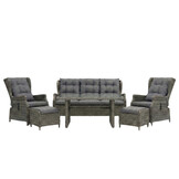 Belfort stoel-bank loungeset - verstelbaar 7 personen | wicker | Kobo Grey | 6-delig