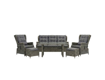 Belfort stoel-bank loungeset - verstelbaar 7 personen | wicker | Kobo Grey | 6-delig