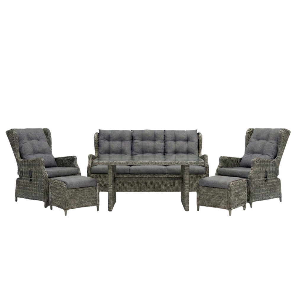 Belfort stoel-bank loungeset - verstelbaar 7 personen | wicker | Kobo Grey | 6-delig