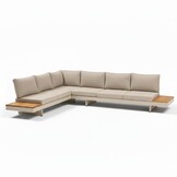 Barbados hoek loungeset | aluminium + teak | beige | 5-delig - 323x245cm