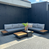 Barbados hoek loungeset 6 personen | aluminium + teakhout | Natural Teak | 5-delig - 323x245cm