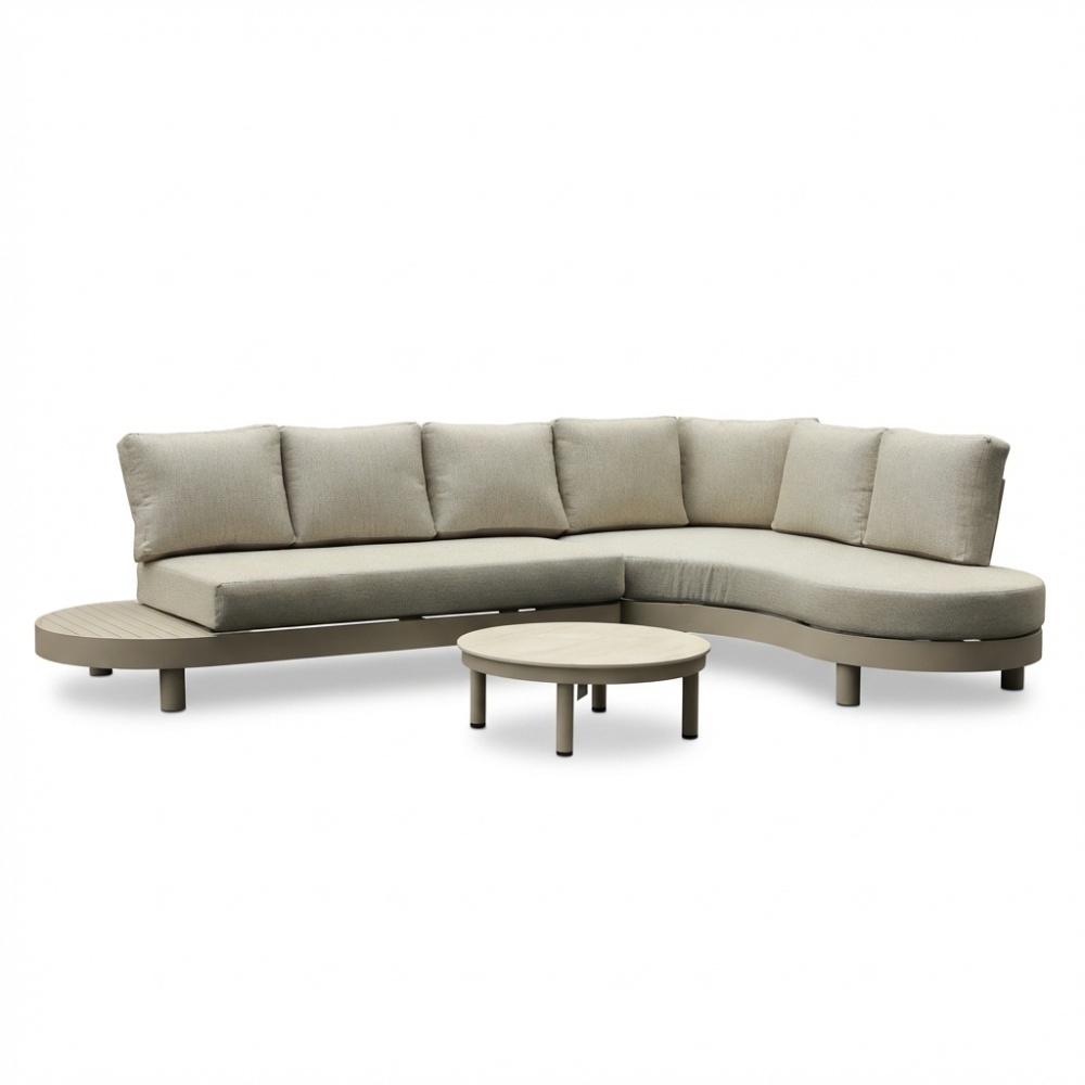 Santorini organische hoek loungeset 5 personen incl. tafel | aluminium | beige | 3-delig - 205x117cm afbeelding