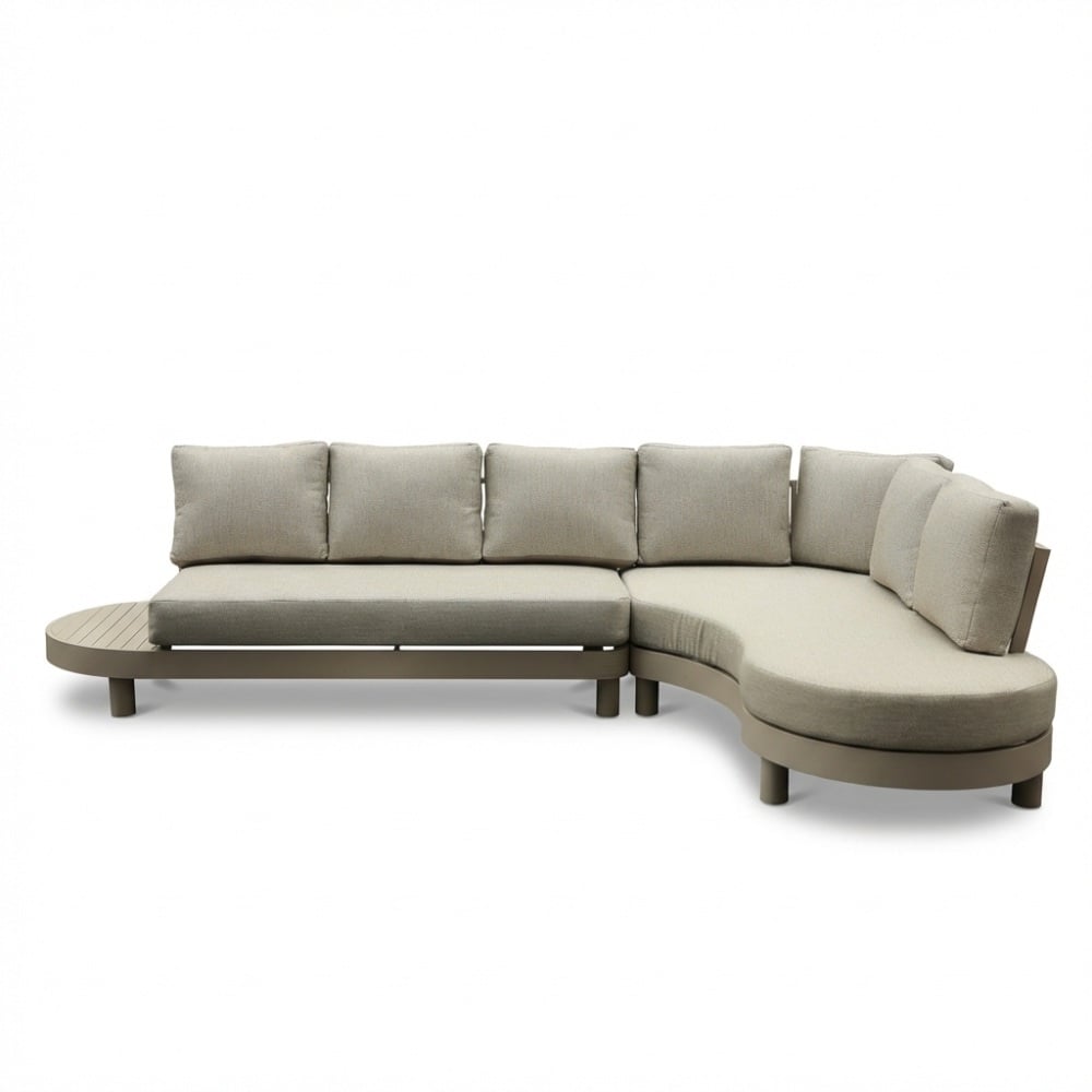 Santorini organische hoek loungeset 5 personen incl. tafel | aluminium | beige | 3-delig - 205x117cm