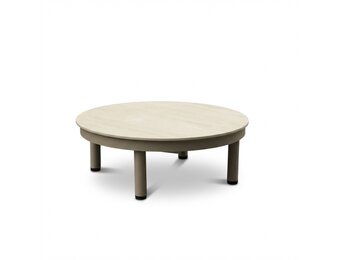 Santorini loungetafel | aluminium + sintered stone | beige | 80cm rond