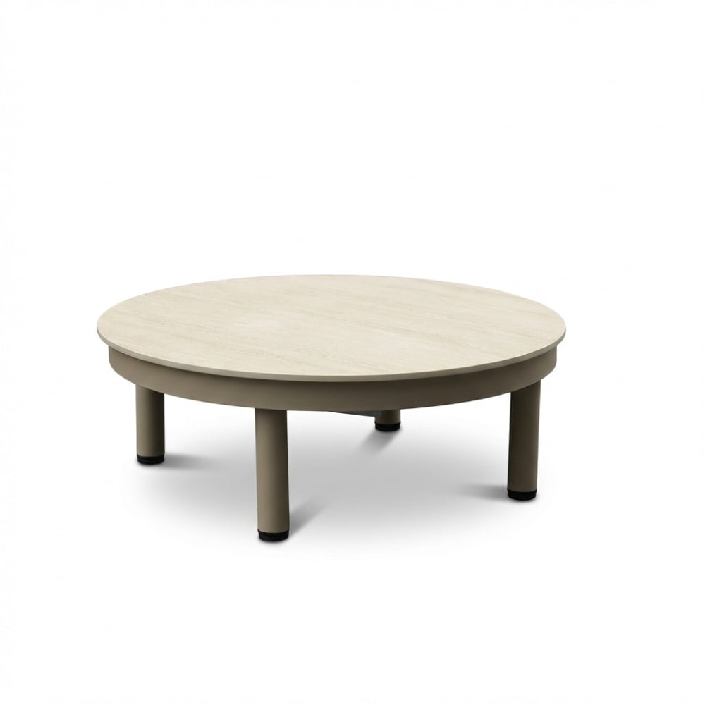 Santorini loungetafel | aluminium + sintered stone | beige | 80cm rond