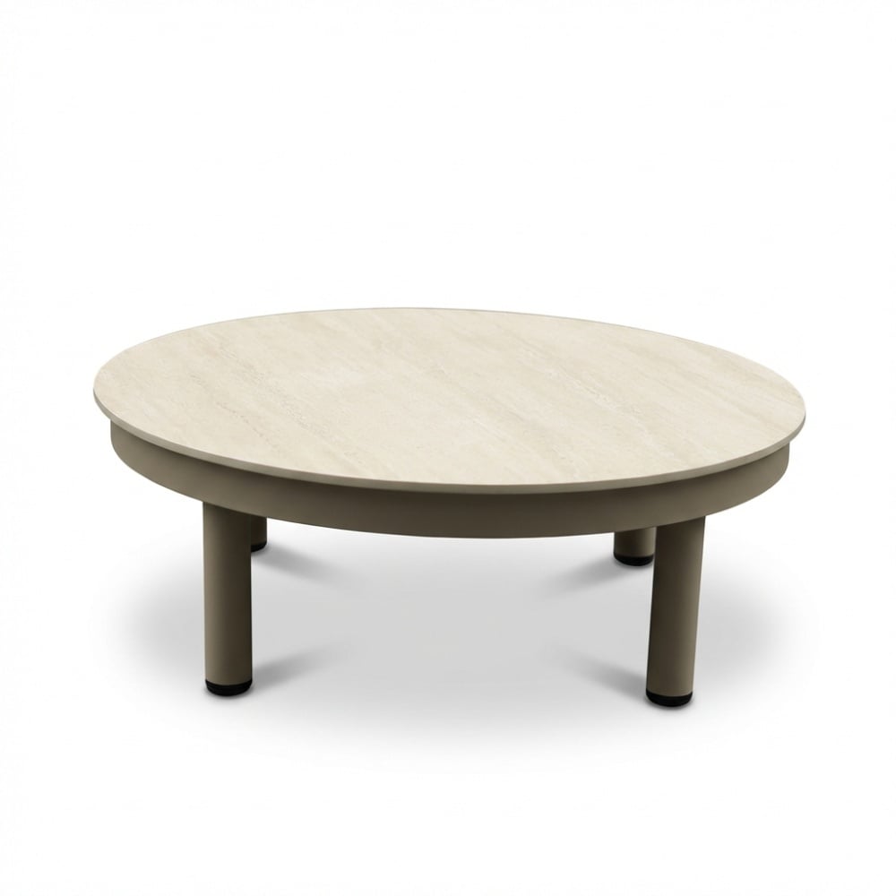 Santorini loungetafel | aluminium + sintered stone | beige | 80cm rond