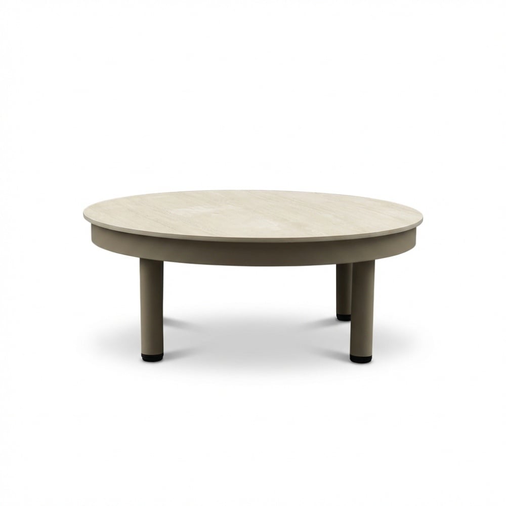 Santorini loungetafel | aluminium + sintered stone | beige | 80cm rond