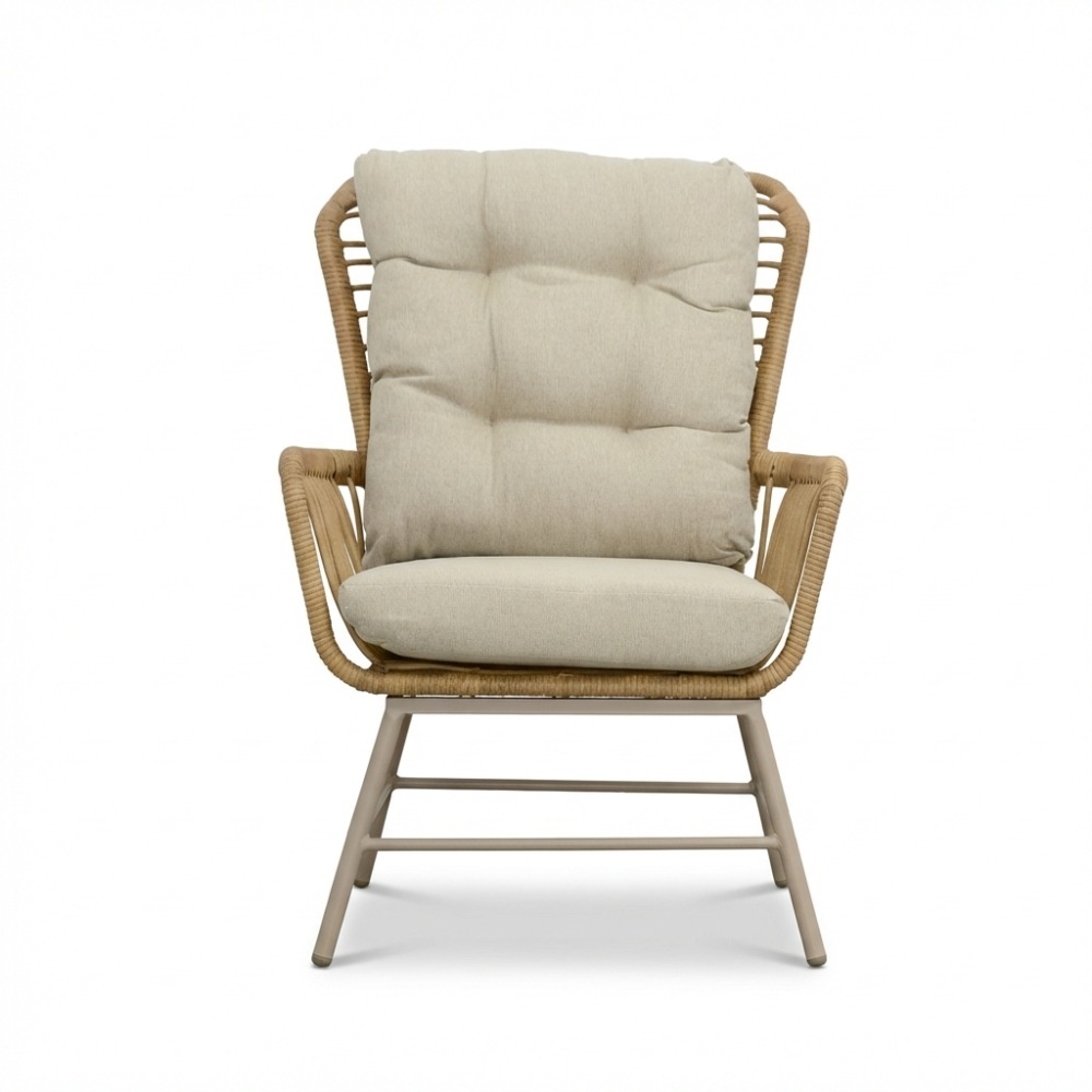 Dex loungestoel tuin set van 2 | wicker + aluminium | Bamboo beige