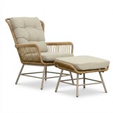 Dex voetenbank | wicker + aluminium | Bamboo beige