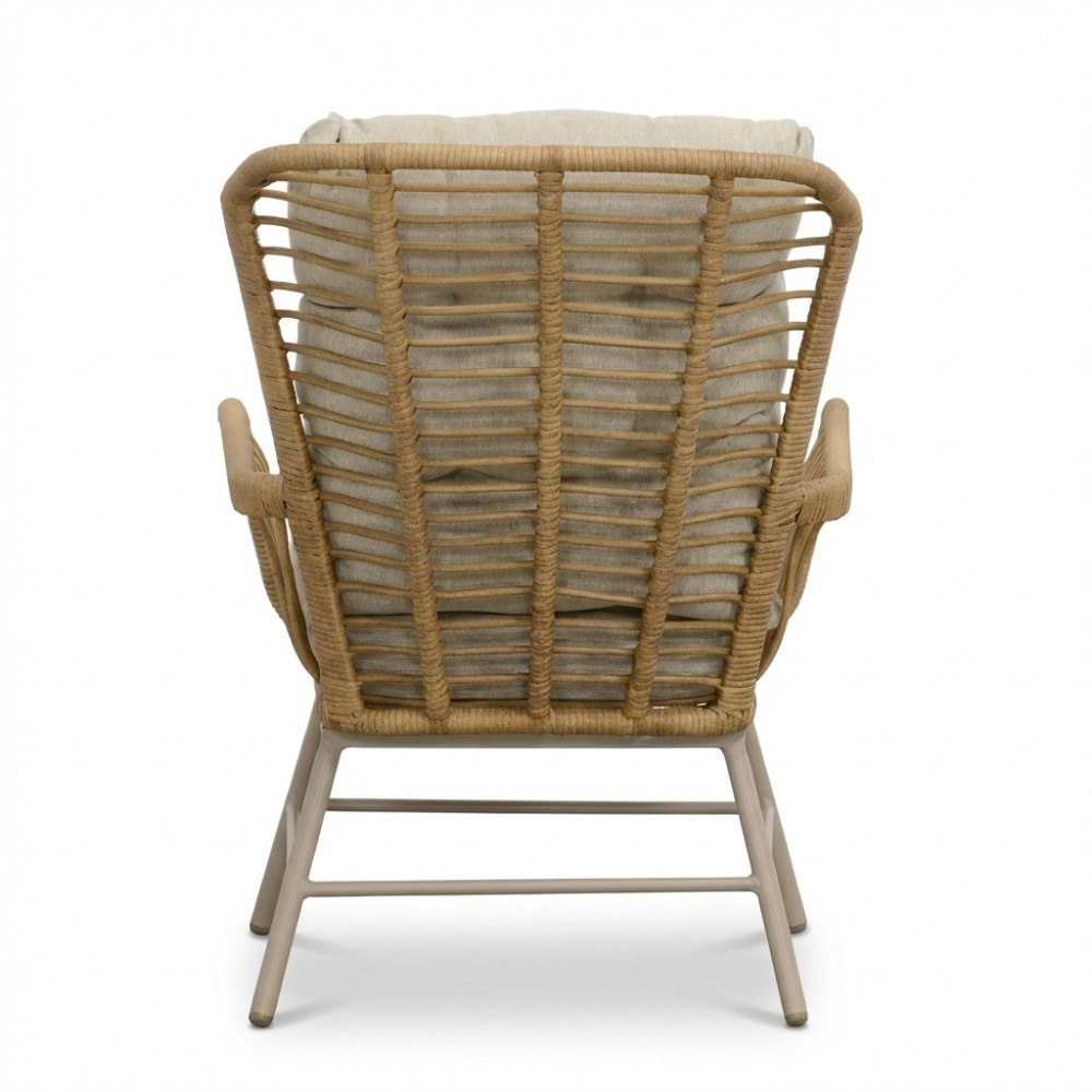 Dex loungestoel tuin met voetenbank | wicker + aluminium | Bamboo beige