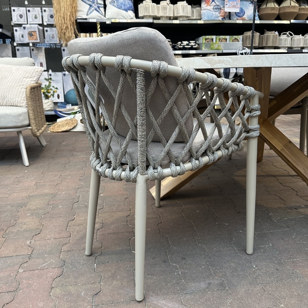Cleveland dining tuinstoel | aluminium + touw | beige