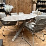 Calma/Harper Sandstone dining tuinset | 6 personen | sintered stone + touw | 240cm ovaal