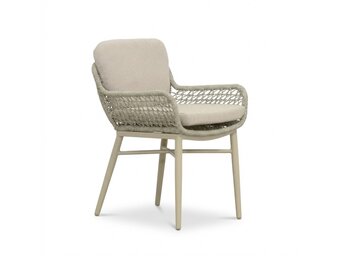 Mila dining tuinstoel | touw + aluminium | beige
