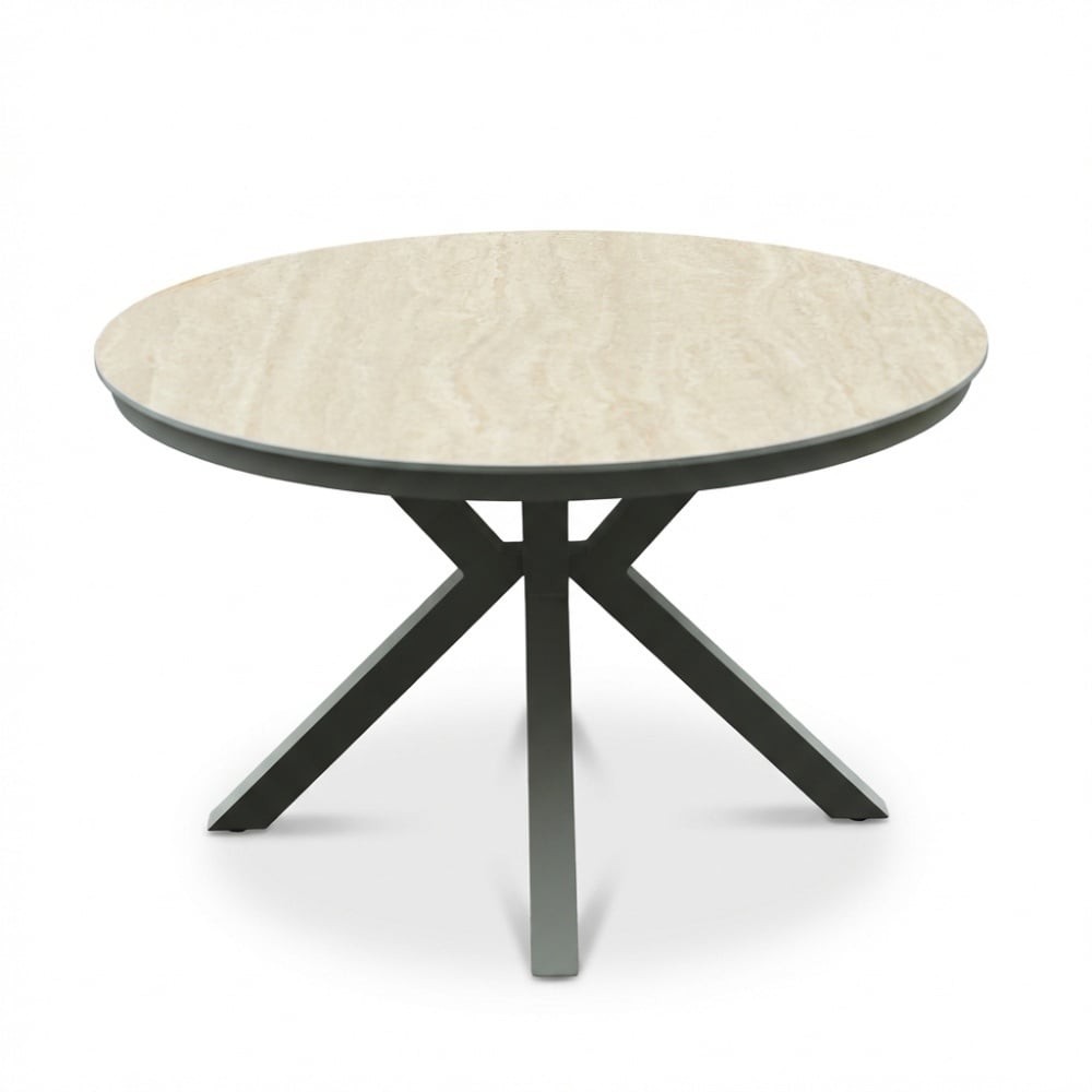 Cuba dining tuintafel 4 personen | sintered stone + aluminium | beige | 120cm rond