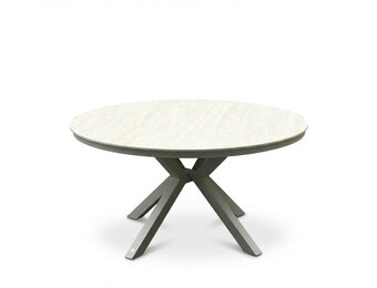 Cuba dining tuintafel 5 personen | sintered stone + aluminium | beige | 144cm rond