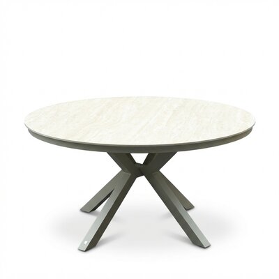Cuba dining tuintafel 5 personen | sintered stone + aluminium | beige | 144cm rond