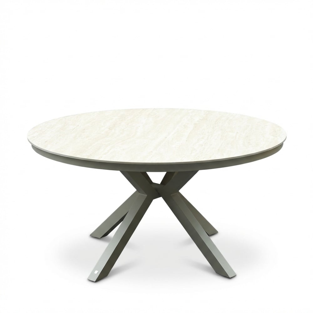 Cuba dining tuintafel 5 personen | sintered stone + aluminium | beige | 144cm rond