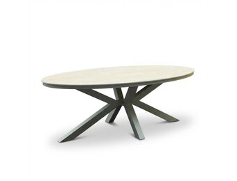 Firenze dining tuintafel 6 personen | sintered stone + aluminium | beige | 220cm ovaal
