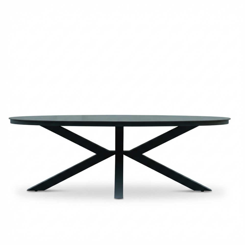 Firenze dining tuintafel 6 personen | sintered stone + aluminium | antraciet | 220cm ovaal
