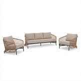 Vienna stoel-bank loungeset 5 personen | wicker + aluminium | zand | 4-delig