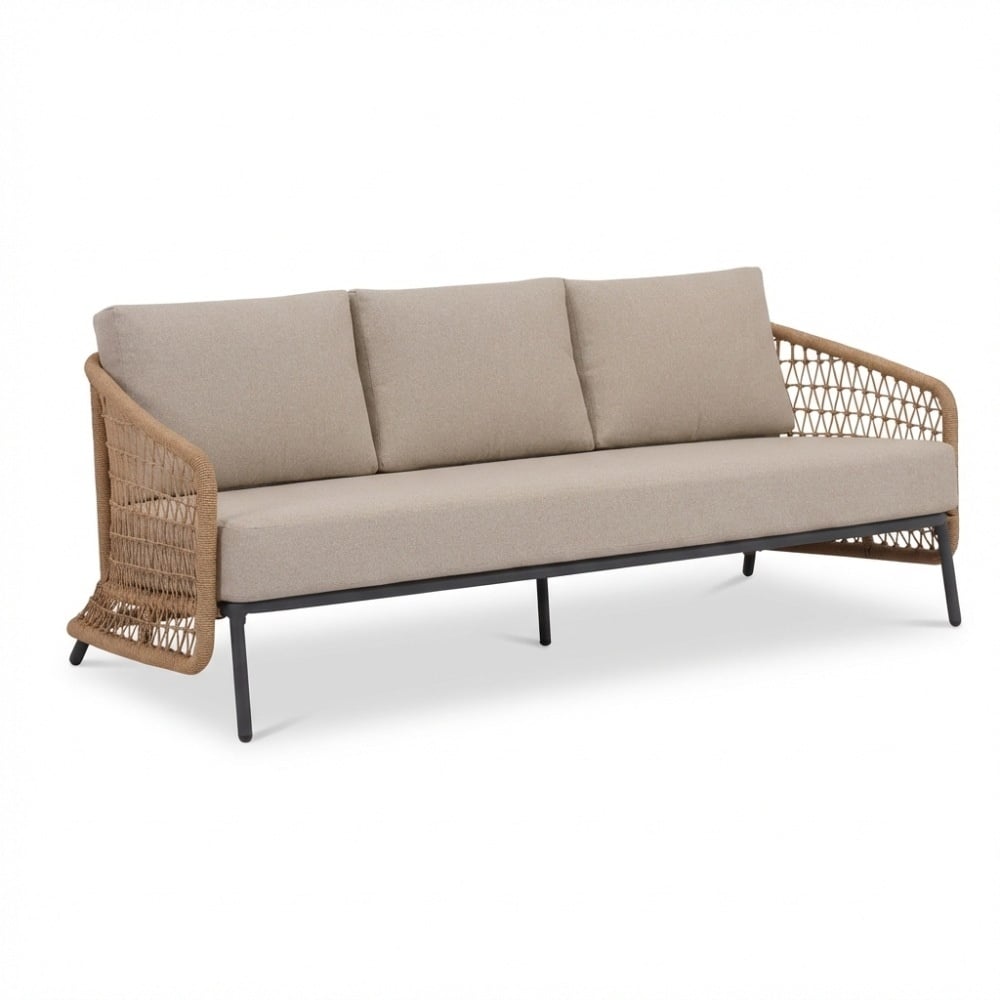 Vienna stoel-bank loungeset 5 personen | wicker + aluminium | zand | 4-delig