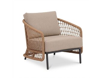 Vienna loungestoel | wicker + aluminium | zand
