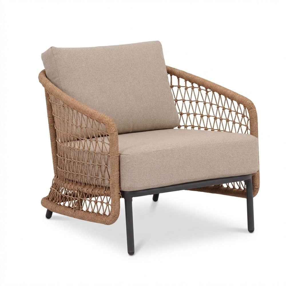 Vienna loungestoel | wicker + aluminium | zand