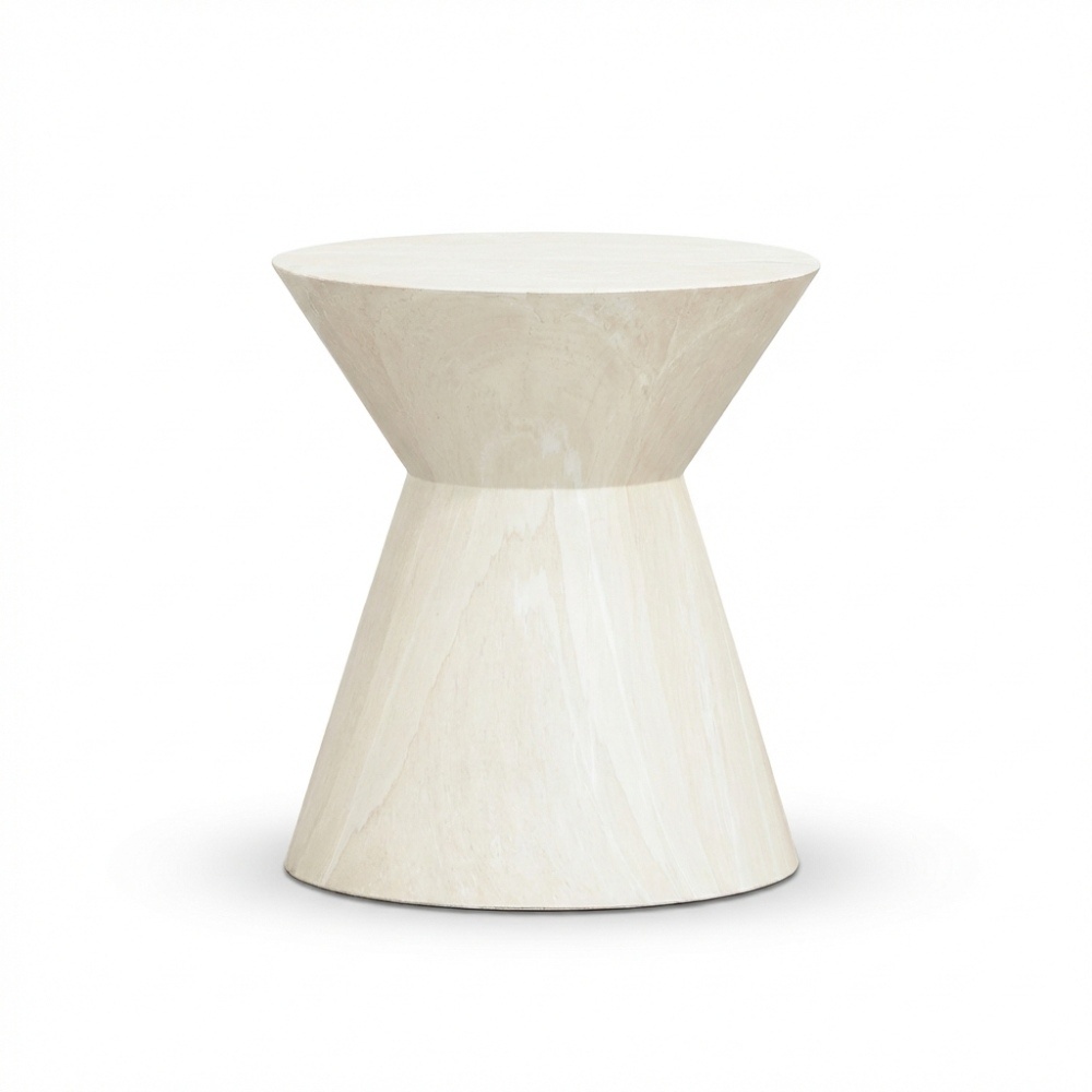 Eva bijzettafel | polystone | Chalk beige | 45cm rond