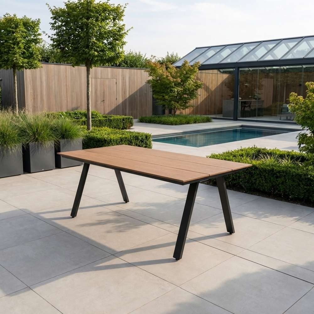 Oslo Natural/Norali antraciet dining tuinset | 6 personen | polywood + textileen | 220cm