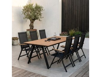 Oslo Natural/Norali antraciet dining tuinset | 6 personen | polywood + textileen | 220cm