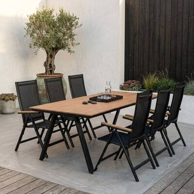 Oslo Natural/Norali antraciet dining tuinset | 6 personen | polywood + textileen | 220cm
