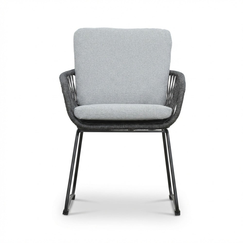 Harper dining tuinstoel | touw + rvs | Stone Grey