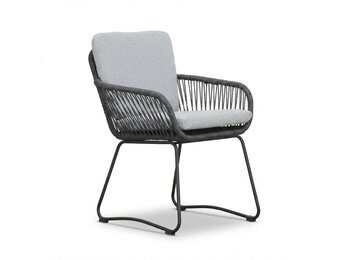 Harper dining tuinstoel | touw + rvs | Stone Grey
