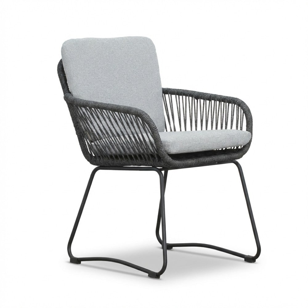 Harper dining tuinstoel | touw + rvs | Stone Grey