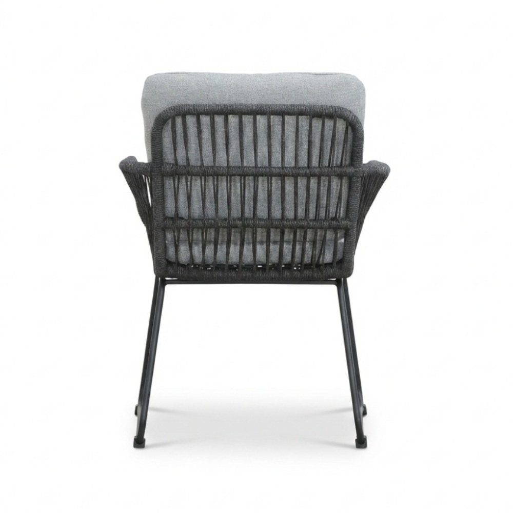 Harper dining tuinstoel | touw + rvs | Stone Grey