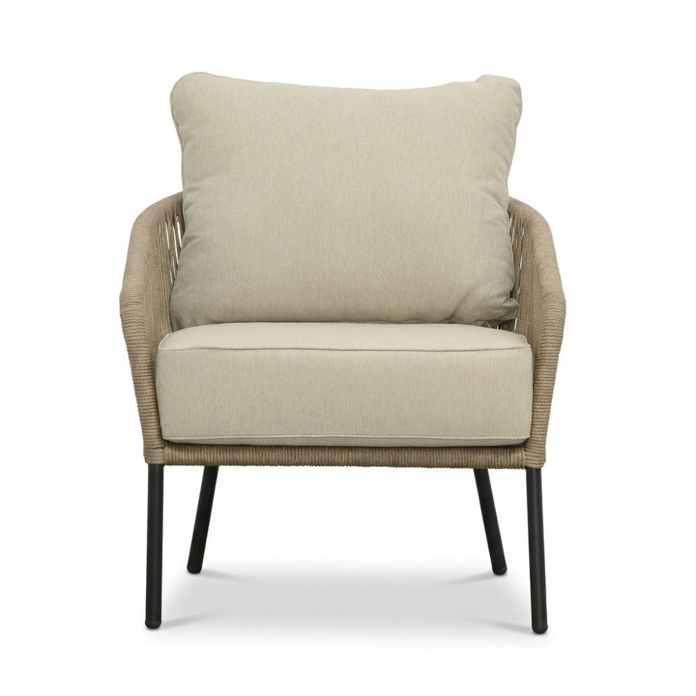 Mara low dining tuinstoel | touw + aluminium | Sahara Dust